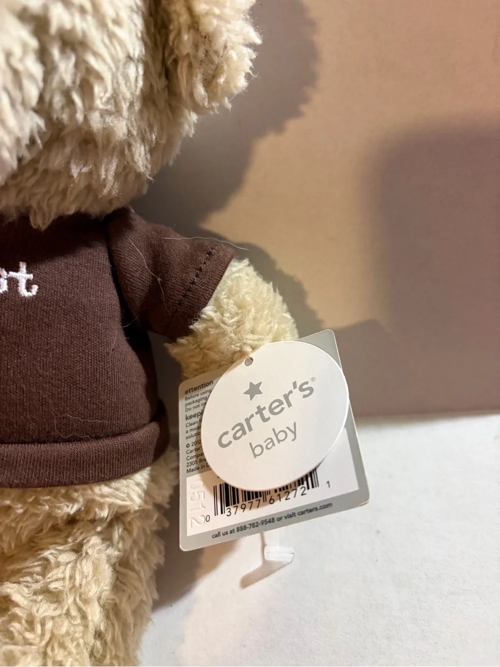 Carter's Beige Plush Bear with Brown Shirt “My first Bear”brand new with tags